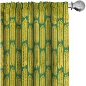 Abakuhaus Geometrische Voorhangen – 2x75x245 – Mikrofaser – Geelgroen