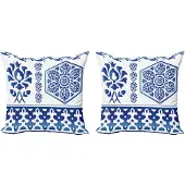 Abakuhaus Blauw-Wit decoratieve kussenhoes 60x60 cm – 2-pack