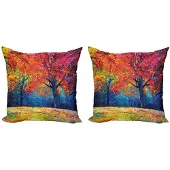 Abakuhaus – Natuur Kussenhoes Set 2x40x40 – Vermiljoen Marineblauw – Dubbelzijdig