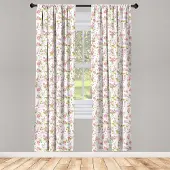 Abakuhaus Shabby Chic – Raamgordijnen Natuur Bloesemknoppen – 2x75x225 cm