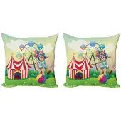 Abakuhaus Circus Kussenhoes Set – 2x 40x40 cm – Dubbelzijdig bedrukt