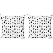 Abakuhaus Nordic Kussenhoes Set – 2x 40x40 cm – Dubbelzijdig Print – Zwart/Wit
