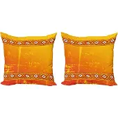 Abakuhaus Afrika Kussen 2x40x40 cm – Dekokussenhoes – Oranje