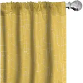 Abakuhaus Geometrische Squircles – 2-delige set gordijnen 75x175 cm – Mosterd/Wit
