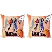 Abakuhaus Basketbal Kussenhoes – 2×60×60 cm – Dubbelzijdig bedrukt – Oranje/zwart