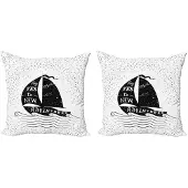 Abakuhaus Avontuur Kussenhoes Set – 2x40x40 cm – Dubbelzijdig – Zwart-Wit