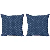 Abakuhaus Kussenhoezen Set van 2x45x45 cm – Dubbelzijdig bedrukt Blauw/Wit – Rits