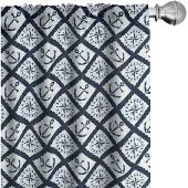 Abakuhaus Marine Voorhangen – Ankerwindroos – 2x75x225 Indigo Wit