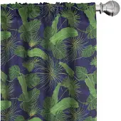 Abakuhaus Tropic Monstera – gordijnen 2x75x175 cm – lichtgroen-marineblauw