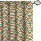Abakuhaus Gordijnen–2x75x175 cm–Oranje/Jadegroen