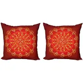 Abakuhaus Rode mandala kussenhoes set – 2x60x60 cm – dubbelzijdig