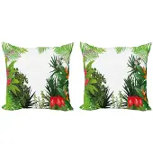 Abakuhaus Blatt Kussenhoes Set – 2x45x45 cm – Dubbelzijdig bedrukt – Microfaser – Roze/Wit