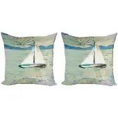 Abakuhaus Kunstkussenhoes Monet-zeilboot – 40x40 cm – dubbelzijdig