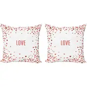 Abakuhaus Liefde – Kussenhoes Set 2x50x50 cm – Dubbelzijdig bedrukt – Rits – bordo/wit