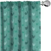 Abakuhaus Vogelgordijnen – Monochroom – 2x75x175 cm – Microvezel – Donker Seafoam Blauw