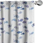 Abakuhaus Dieren Gordijnen – Aquarel Vissen – 2x150x175 cm – Babyblauw