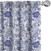 Abakuhaus Aquarell Gordijnen – 2x75x225 cm – Microvezel – Gebloemd violet/blauw/wit