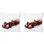 Abakuhaus Autokussensloopset (2 stuks), Formule 1-racedesign, 40 cm, zwart en rood