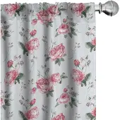 Abakuhaus Shabby Flora Gordijnen – 2x75x175 cm – Mandelgroen/Blassroze