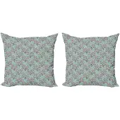 Abakuhaus Bloemenkussenhoes – 2x45x45 cm – Dubbelzijdig – Babyblauw