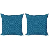 Abakuhaus Kussenhoesenset – Marineblauw/Donkerblauw, Zigzag, 40x40 cm, 2-delig