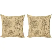 Abakuhaus Steampunk Kussenhoezen – 2x40x40 – Dubbelzijdig bedrukt – Beige/Bruin