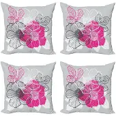 Abakuhaus Grijs Magenta Wit Kussenhoes Set 4x 40x40 – Dubbelzijdig Digitaaldruk