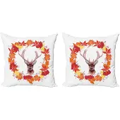 Abakuhaus Fallen Kussenhoes – 2x 45x45 cm – Dubbelzijdig bedrukte – Rits – Oranje/Bruin