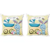 Abakuhaus Kussenhoes Set 2x45x45 cm – Dubbeldruk Avocado-Blauw