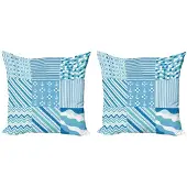 Abakuhaus Nautische Kussenhoes – 2x50x50 – Dubbelzijdig bedrukt – Teal
