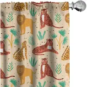 Abakuhaus Dierenwereld gordijnen – 2x75x175 cm – Beige/Multikleur