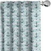 Abakuhaus Anker-gordijnen – 2x75x175 cm – Bleekblauw & Donker Groen – Microvezel