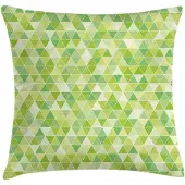 Abakuhaus kussenhoes – driehoeken en piramides – 40x40 cm – dubbelzijdig bedrukt – limettengroen