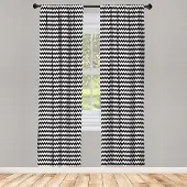 Abakuhaus Hoekgordijnen – Zigzag Zwart-Wit 2-panelen-set – 75x225 cm