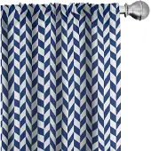 Abakuhaus Gordijnen – visgraat geometrisch – 2x75x245 cm – wit/nachtblauw