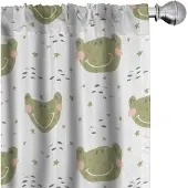 Abakuhaus Dieren gordijnen – 75x245 cm – Microvezel – Olijfgroen/Wit