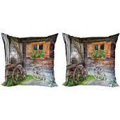 Abakuhaus – Kussenhoezen Set – 2x45x45 cm – Dubbelzijdig Bedrukt – Bruin Groen Rood