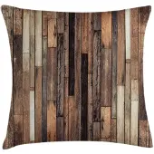 Abakuhaus kussenhoes houtontwerp – 50x50 cm – bruin, dubbelzijdig bedrukt
