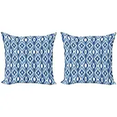 Abakuhaus Ikat kussenhoezen-set – 2x40 cm – Donkerblauw/Wit