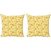 Abakuhaus Geel-Wit Kussenhoezen Set – 2x40x40 cm – Dubbelzijdig Digitaaldruk