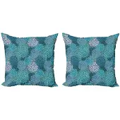 Abakuhaus Bloemen Kussenhoes Set – 2x 40x40 cm – Dubbeldruk – Petrol Teal