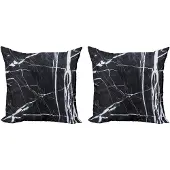 Abakuhaus Marmeren Kussenhoes Set (2 stuks), Grunge Natuursteen, 45 cm, Houtskoolgrijs Wit