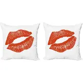 Abakuhaus Kussenhoes Set – 2x40x40 cm – Dubbelzijdige Bedrukking – Vermiljoen Wit