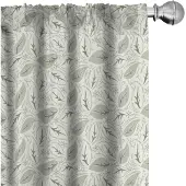 Abakuhaus Gordijnen – Bladeren print – 2x75x175 cm – Crème Groen