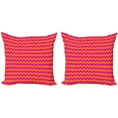 Abakuhaus Kussenhoezen Set van 2 – Zig-zag Oranje/Magenta – 45x45 cm