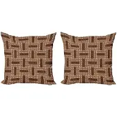Abakuhaus – Kussenhoes Set 2x40x40 cm – Dubbelzijdige print – karamelbruin