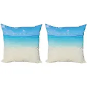 Abakuhaus Ocean kussenhoes – 2x60x60 cm – dubbelzijdig bedrukt – crème marineblauw