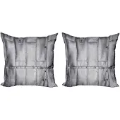 Abakuhaus Industriële Kussenhoes – 2x45x45 cm – Dubbelzijdige Opdruk – Grijs/Wit
