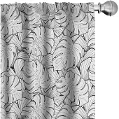 Abakuhaus Zwart-Wit Voorhang – Palm Leafage, 2x75x225 cm, Microfaser