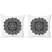 Abakuhaus – Kussenhoezen Set 2x40x40 cm – Aziatische print – Wit/zwart